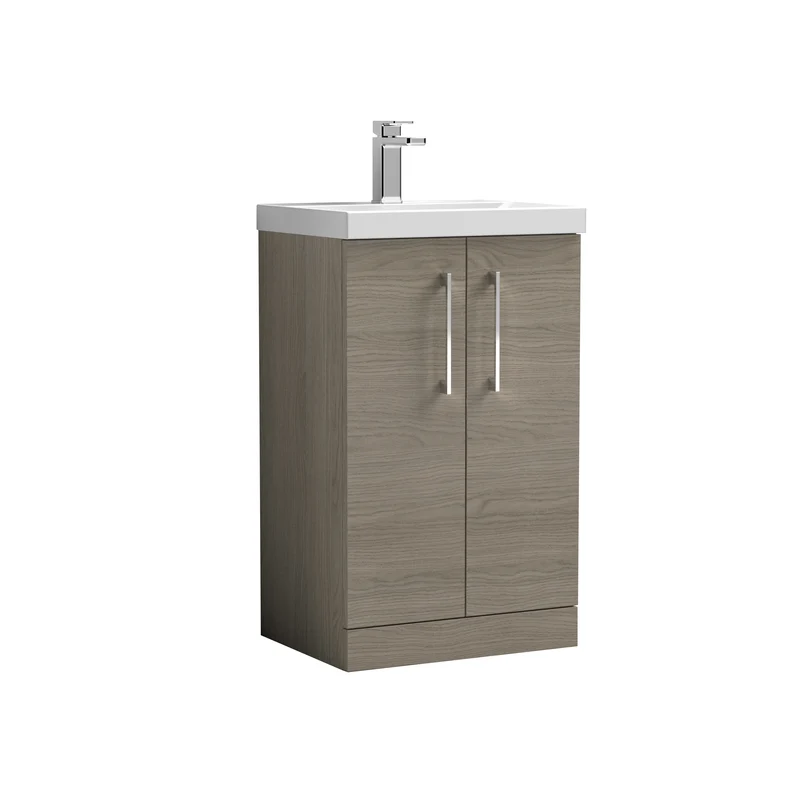 Lana 500mm Floorstanding 2 Door Vanity Unit & Basin - Solace Oak