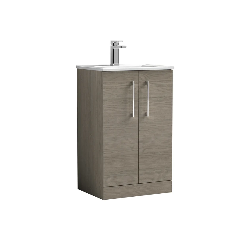 Lana 500mm Floorstanding 2 Door Vanity Unit & Basin - Solace Oak