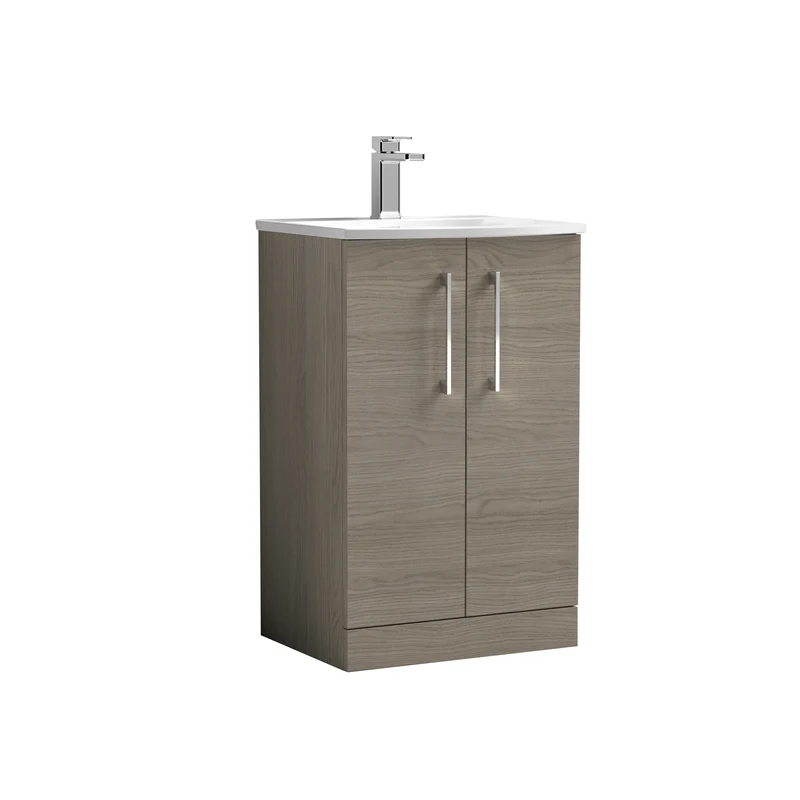 Lana 500mm Floorstanding 2 Door Vanity Unit & Basin - Solace Oak