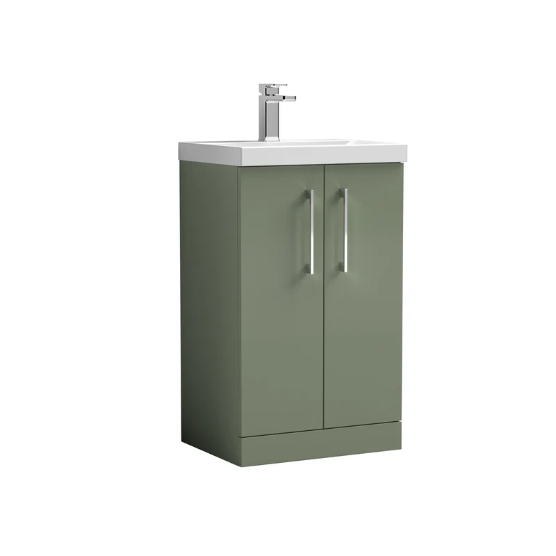 Lana 500mm Floorstanding 2 Door Vanity Unit & Basin - Satin Green