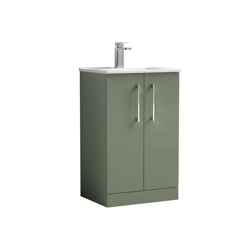 Lana 500mm Floorstanding 2 Door Vanity Unit & Basin - Satin Green
