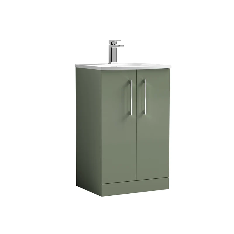 Lana 500mm Floorstanding 2 Door Vanity Unit & Basin - Satin Green
