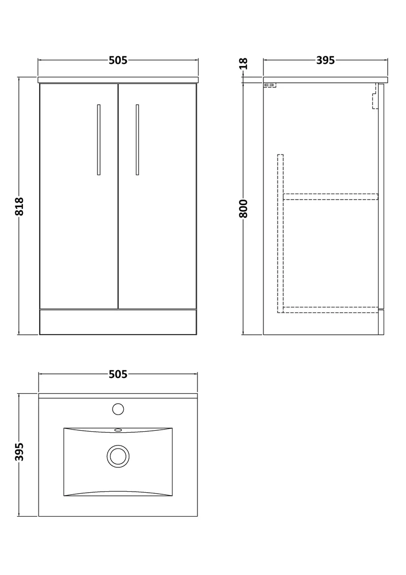 Lana 500mm Floorstanding 2 Door Vanity Unit & Basin - Satin Green