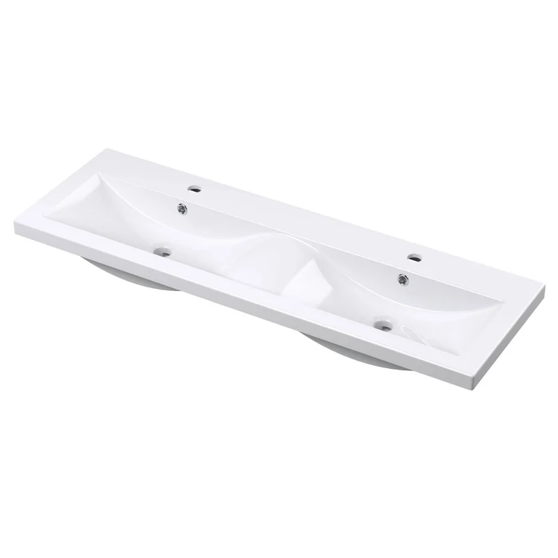 Lana 1200mm Wall Hung 2 Drawer Vanity Unit & Double Basin - Satin Soft Black