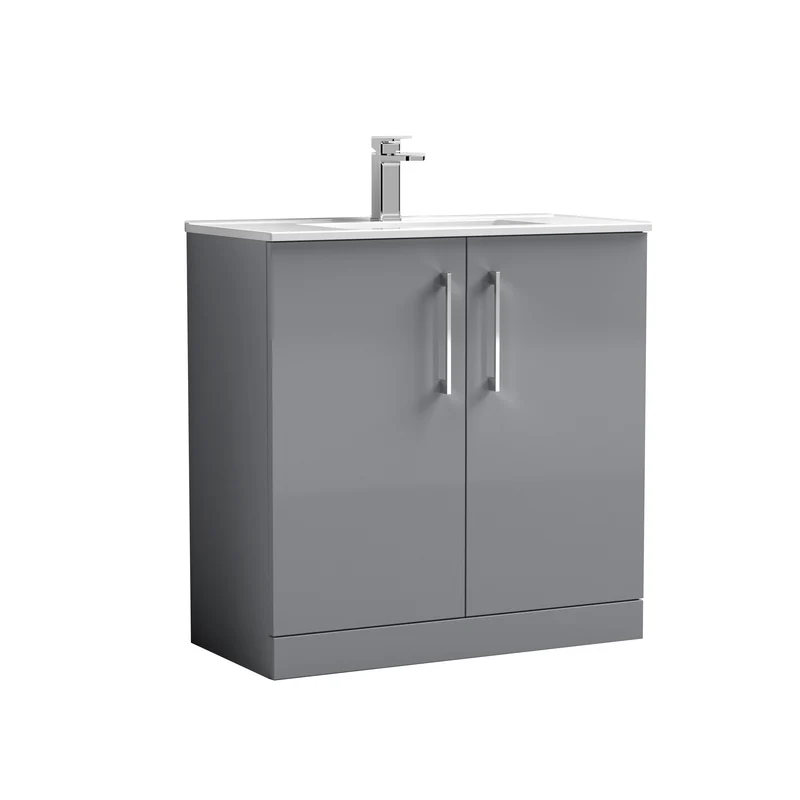 Lana 800mm Floor Standing 2 Door Vanity Unit & Basin - Satin Grey