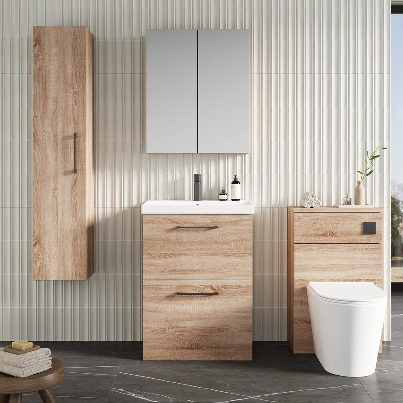 Lana 800mm Floor Standing 2 Drawer Vanity Unit & Basin - Bathroom Furniture Range