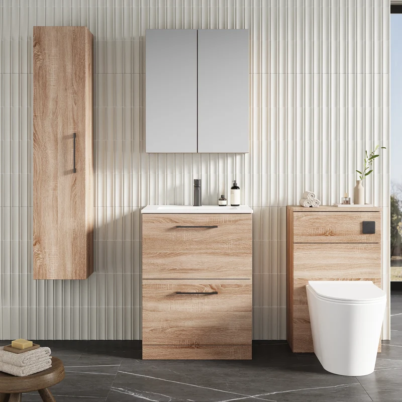 Lana 800mm Floor Standing 2 Drawer Vanity Unit & Basin - Bathroom Furniture Range
