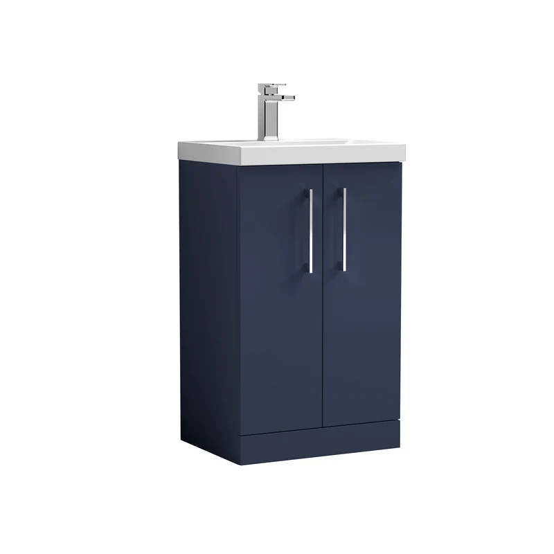 Lana 500mm Floorstanding 2 Door Vanity Unit & Basin - Satin Midnight Blue