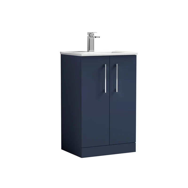 Lana 500mm Floorstanding 2 Door Vanity Unit & Basin - Satin Midnight Blue