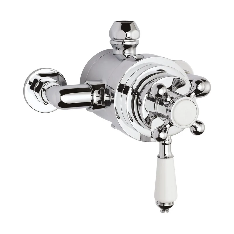 Nuie Victorian Dual Thermostatic Shower Valve Traditional Chrome Brass 166x196x153mm