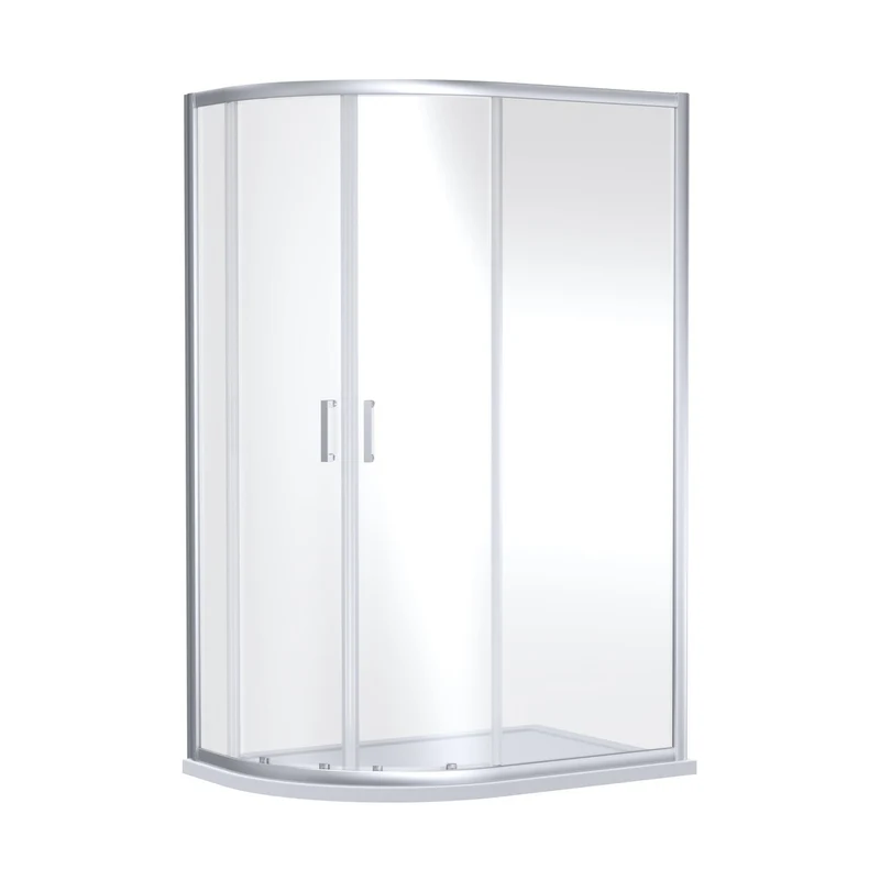 Nuie Rene 1900 X 900 X 760mm Offset Quandrant Shower Enclosure Contemporary Chrome Aluminium 1900x740x880mm
