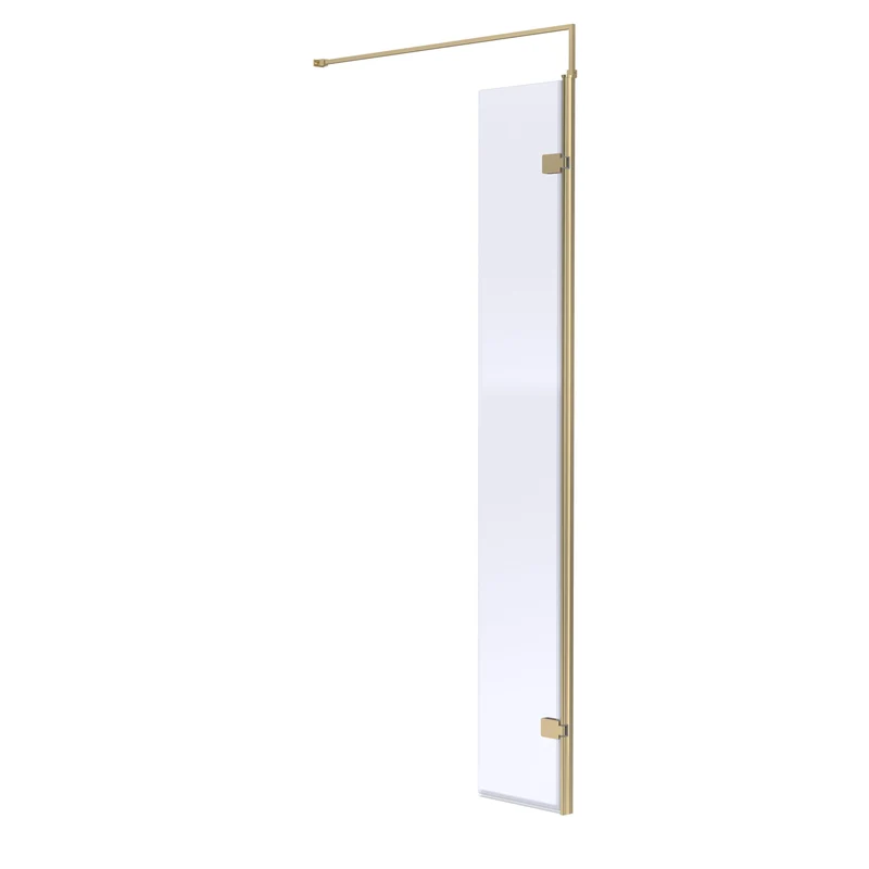 300mm Hinged Return For 8mm, 1950mm Wetroom Screen - Brushed Brass