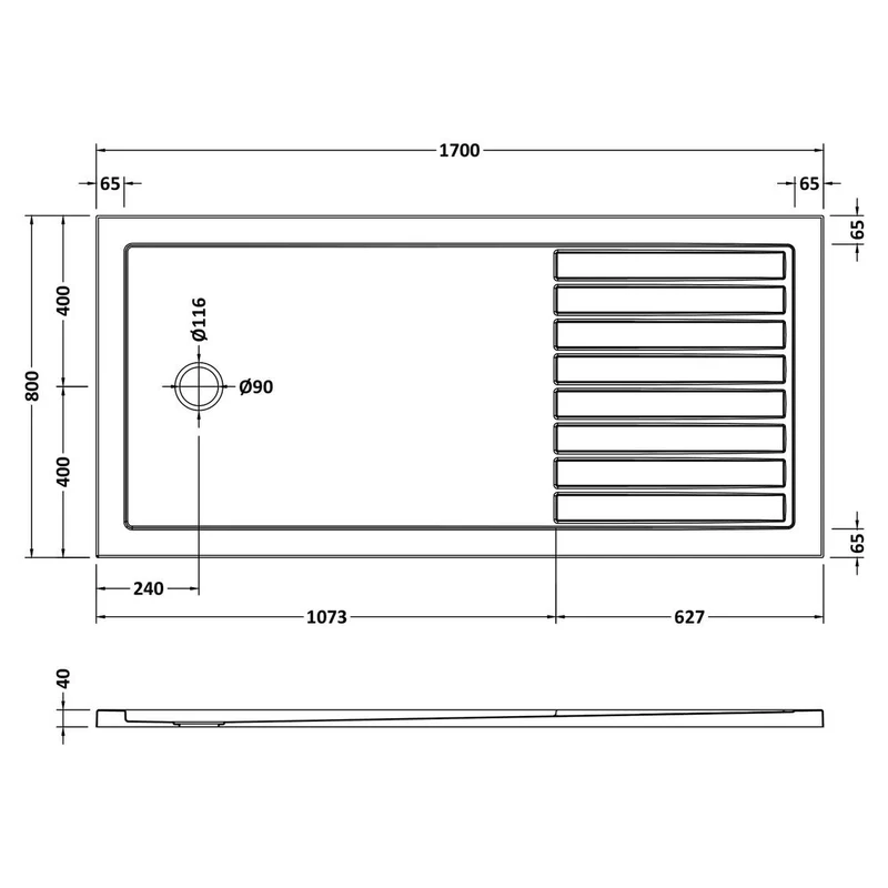 Vista 8mm Matt Black 1950mm Walk-In Shower Screen with Slate Effect Walk In Tray & Waste Bundle