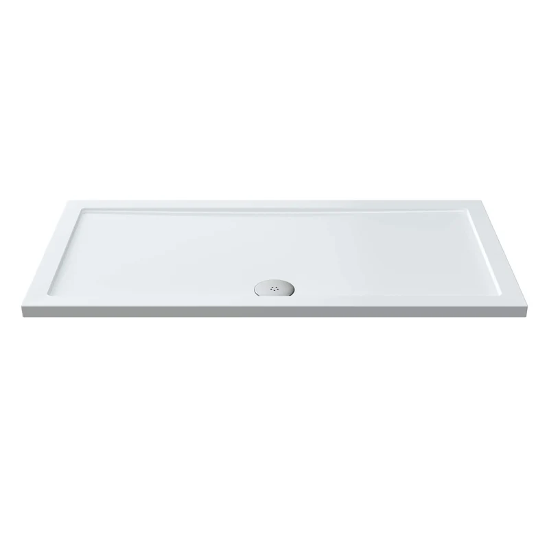 Vista 8mm Matt Black 1950mm Walk-In Shower Screen with White Stone Resin Tray & Waste Bundle