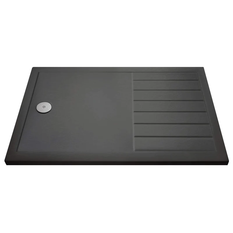 Vista 8mm Chrome 1950mm Walk-In Shower Screen with Slate Effect Walk In Tray & Waste Bundle