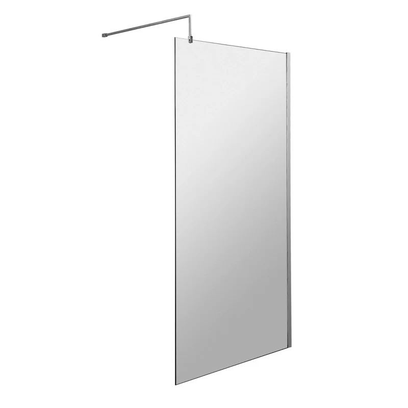 Vista 8mm Chrome 1950mm Walk-In Shower Screen with Slip-Resistant Walk In Tray & Waste Bundle