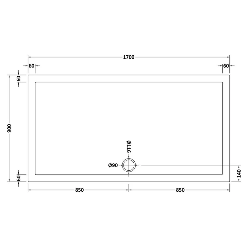 Vista 8mm Chrome 1950mm Walk-In Shower Screen with Slate Effect Stone Resin Tray & Waste Bundle