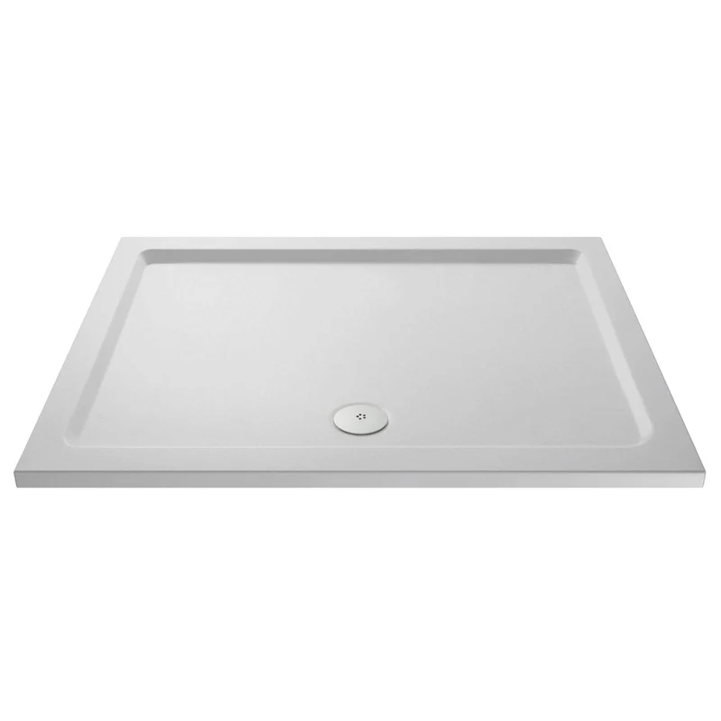Vista 8mm Chrome 1950mm Walk-In Shower Screen with Slip-Resistant Matt White Stone Resin Tray & Waste Bundle