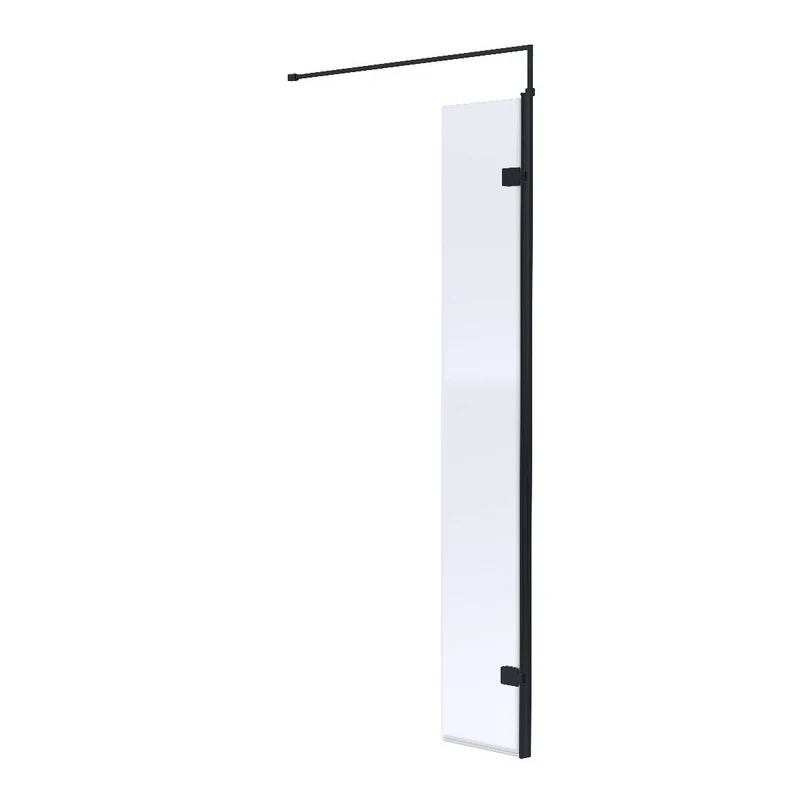 300mm Hinged Return For 8mm, 1850mm Wetroom Screen - Matt Black