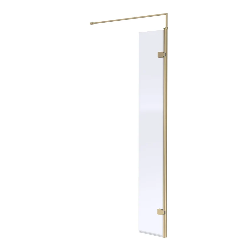 300mm Hinged Return For 8mm, 1850mm Wetroom Screen - Brushed Brass