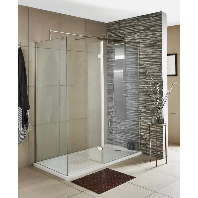 300mm Hinged Return For 8mm, 1850mm Wetroom Screen - Chrome
