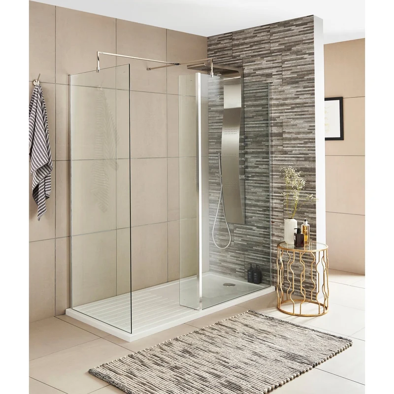 215mm Fixed Return For 8mm, 1850mm Wetroom Screen - Chrome