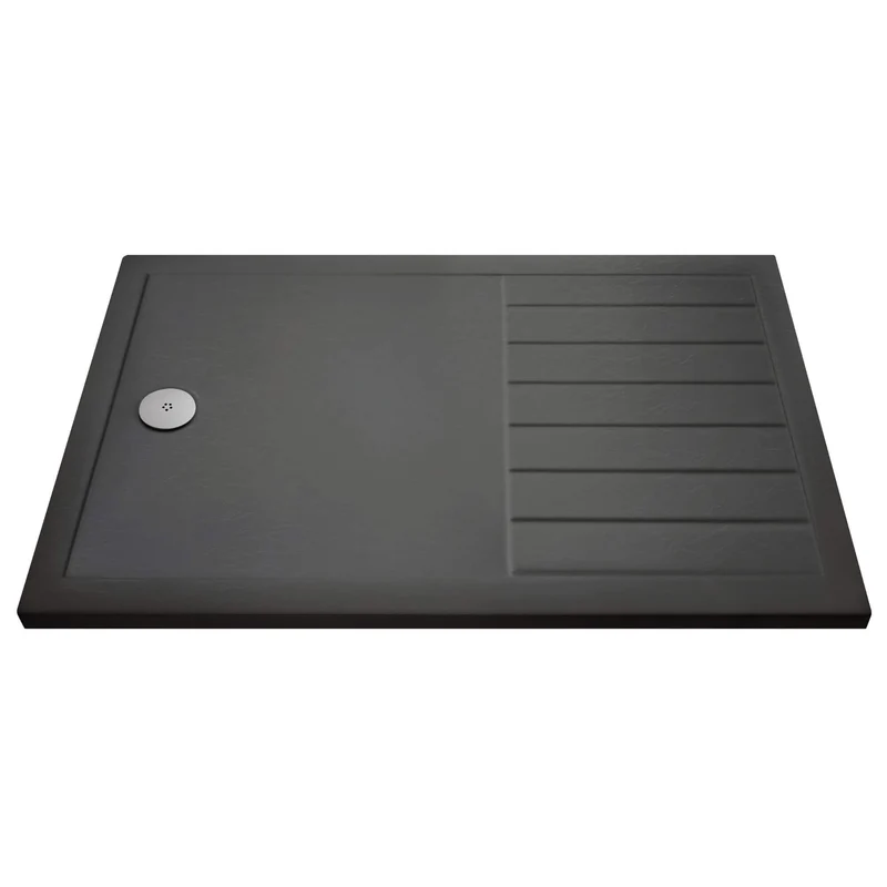 Vista 8mm Brushed Brass 1850mm Walk-In Shower Screen with Slate Effect Walk In Tray & Waste Bundle