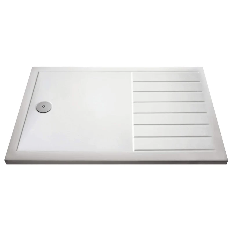 Vista 8mm Brushed Brass 1850mm Walk-In Shower Screen with White Walk In Tray & Waste Bundle