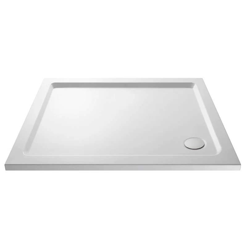 Vista 8mm Matt Black 1850mm Walk-In Shower Screen with White Stone Resin Tray & Waste Bundle