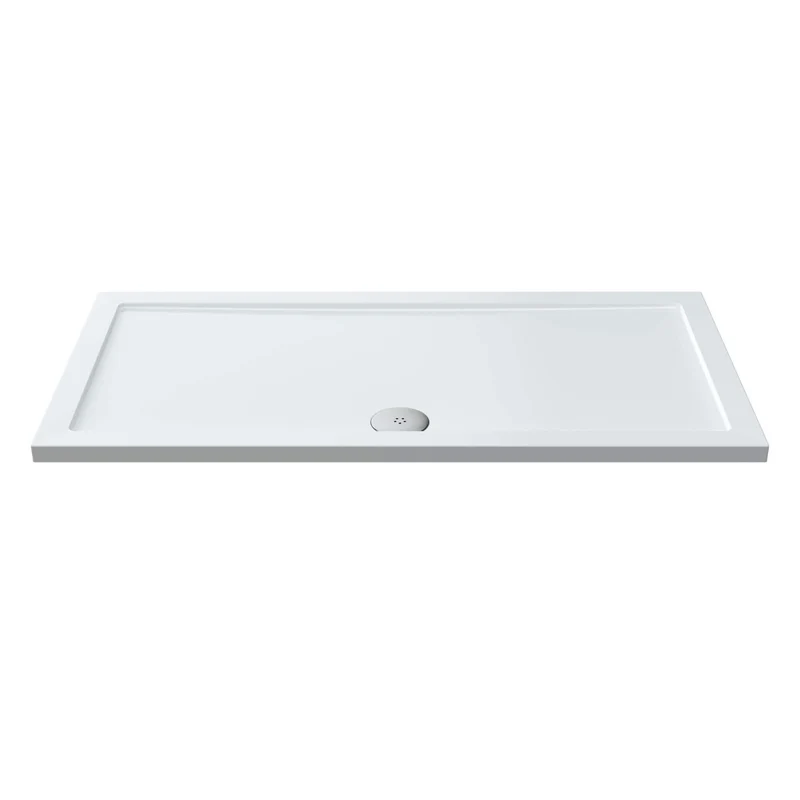Vista 8mm Matt Black 1850mm Walk-In Shower Screen with White Stone Resin Tray & Waste Bundle