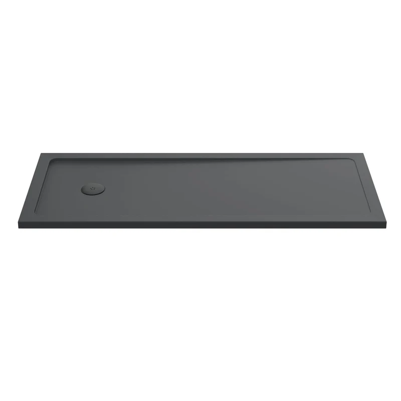 Vista 8mm Brushed Brass 1850mm Walk-In Shower Screen with Slate Effect Stone Resin Tray & Waste Bundle