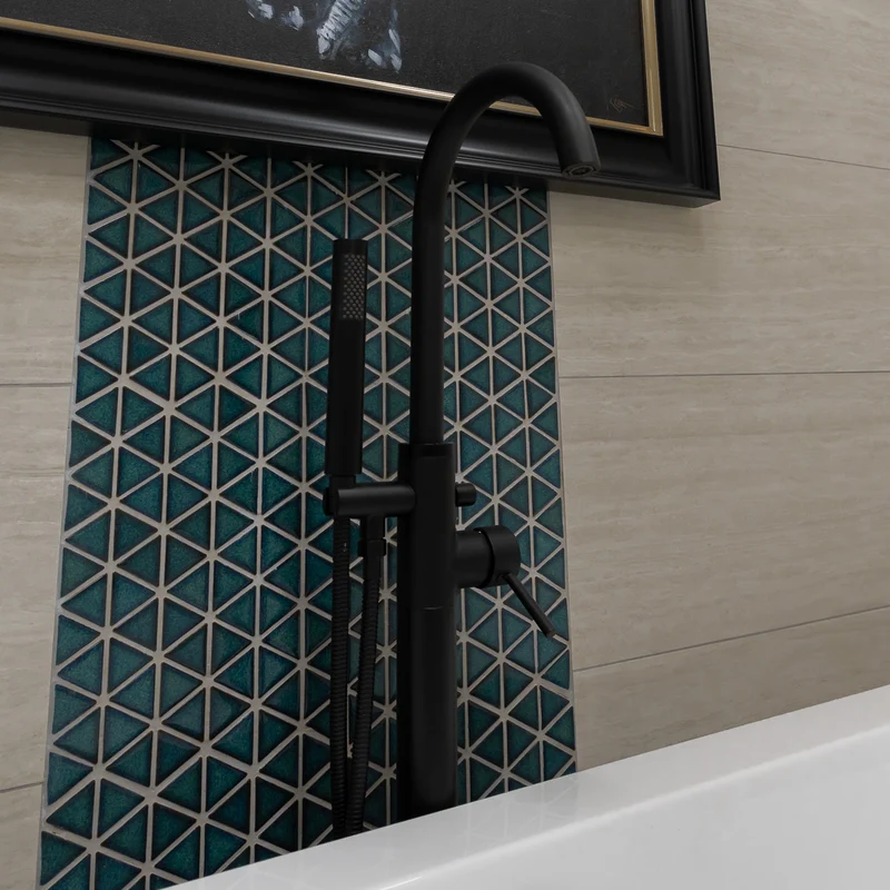 Eliseo Ricci Noir Curve Floor Standing Bath Shower Mixer - Black