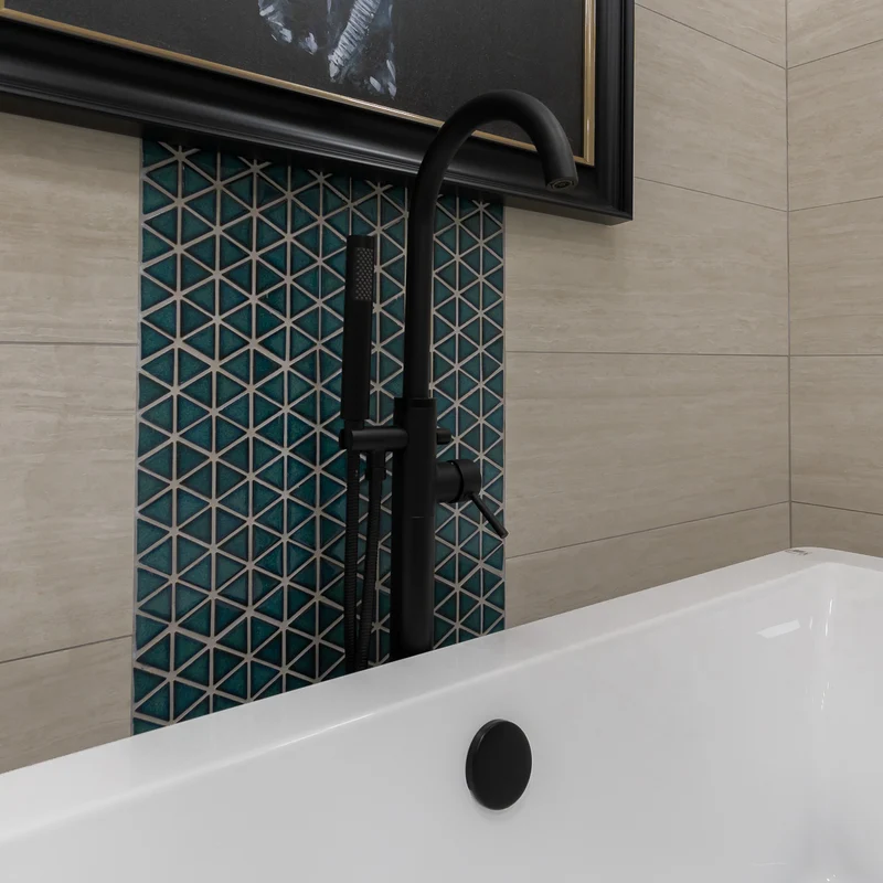 Eliseo Ricci Noir Curve Floor Standing Bath Shower Mixer - Black