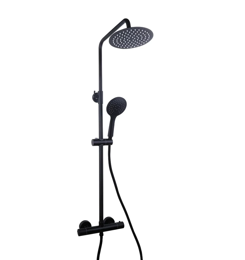 Eliseo Ricci Noir Curve Plus Thermostatic Rain Shower - Black