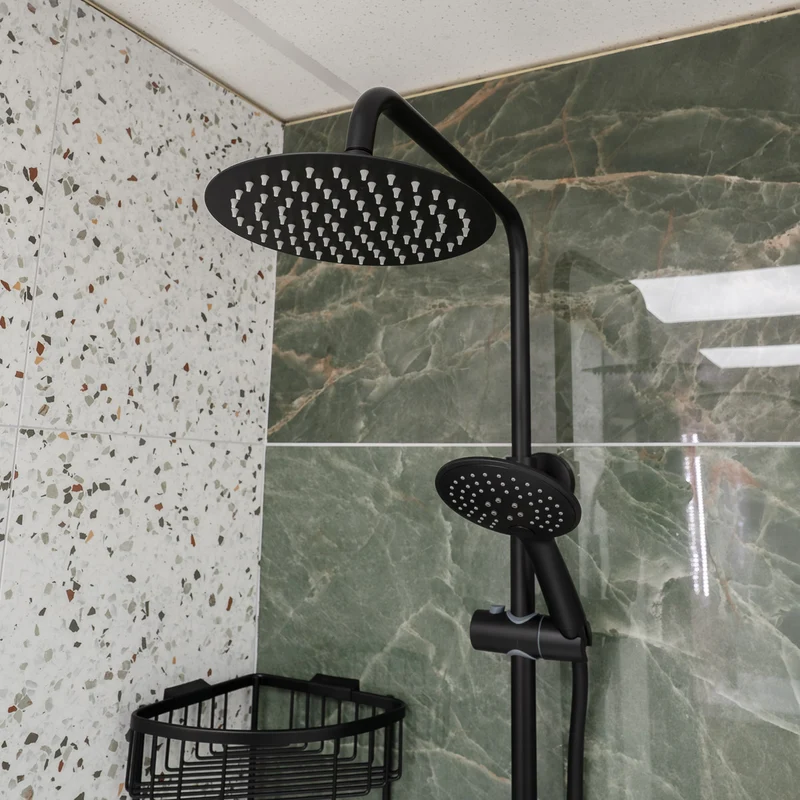Eliseo Ricci Noir Curve Plus Thermostatic Rain Shower - Black