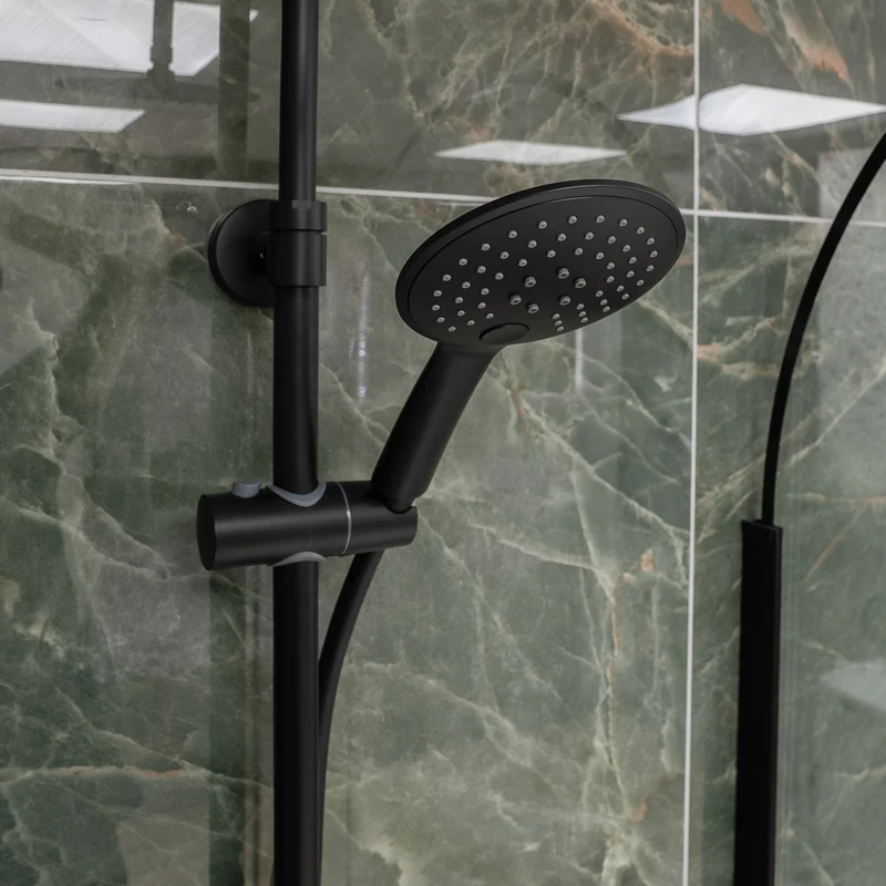 Eliseo Ricci Noir Curve Plus Thermostatic Rain Shower - Black