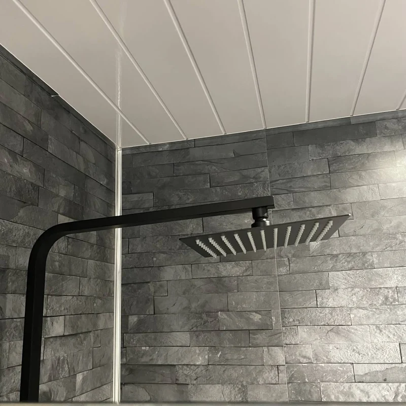 Eliseo Ricci Noir Cube Plus Thermostatic Rain Shower with Diverter - Black