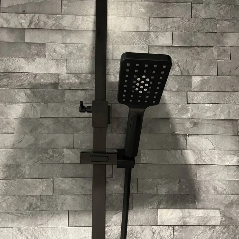 Eliseo Ricci Noir Cube Plus Thermostatic Rain Shower with Diverter - Black