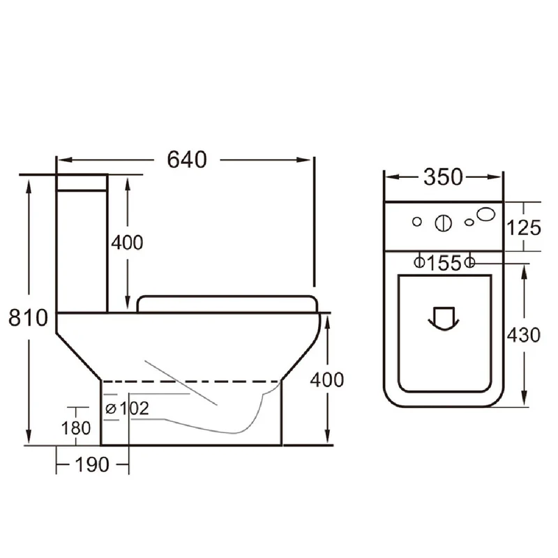 Linea Easy Plumb Close Coupled Toilet with Cyclone Flush & Soft Close Seat