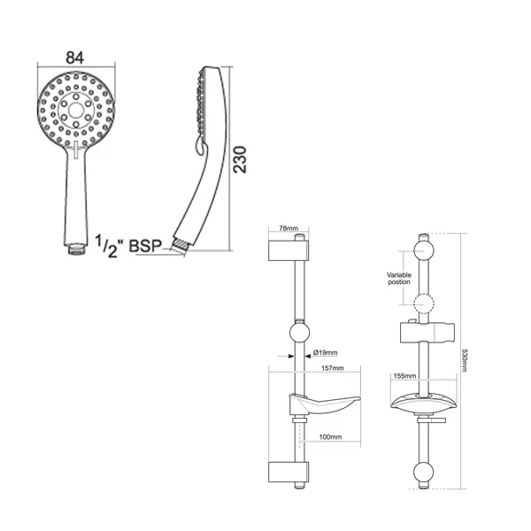 Triton Dene Cool Touch Bar Mixer Shower