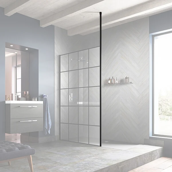 Hudson Reed Wetroom Screen Ceiling Post - Black WRSF006