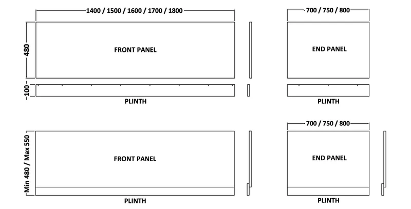 Hudson Reed 800mm End Bath Panel & Plinth BPR113