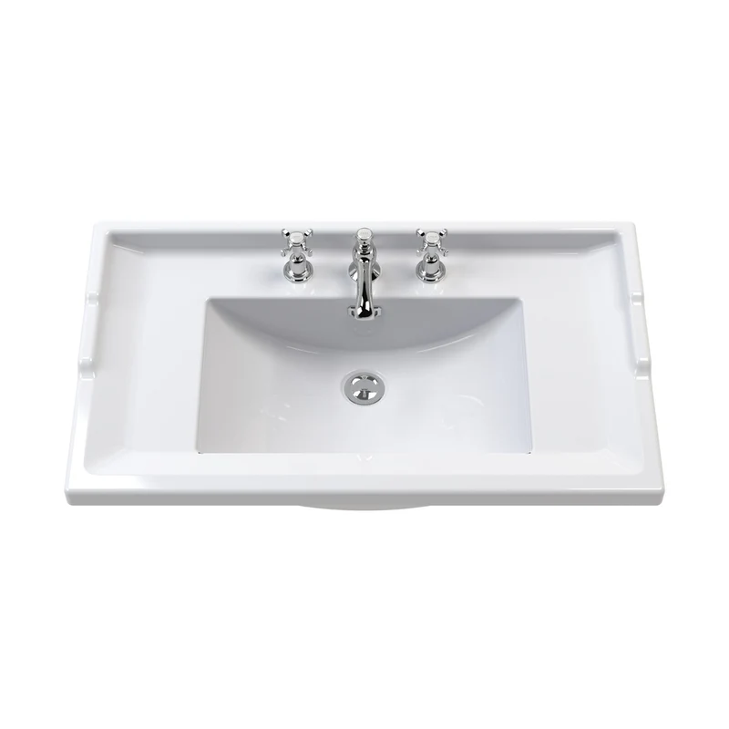 Nuie Classique 800mm Wall Hung 1 Drawer Vanity & Basin 3th Traditional Satin Green MFC Painted Matt 489x820x480mm