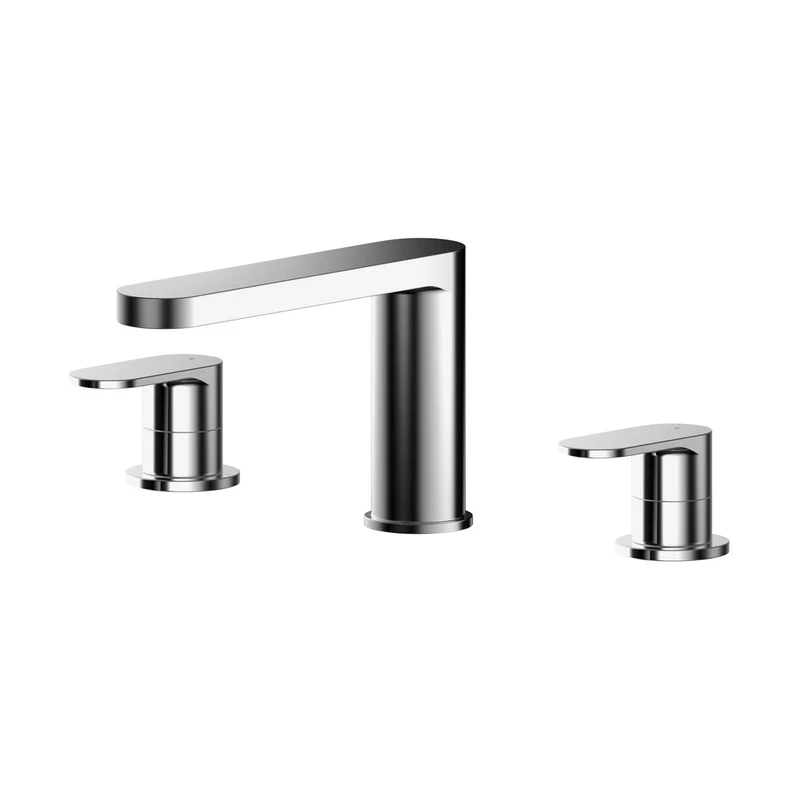 Nuie Binsey Deck Mounted 3 Tap Hole Bath Filler Contemporary Chrome Brass 135x245x217mm