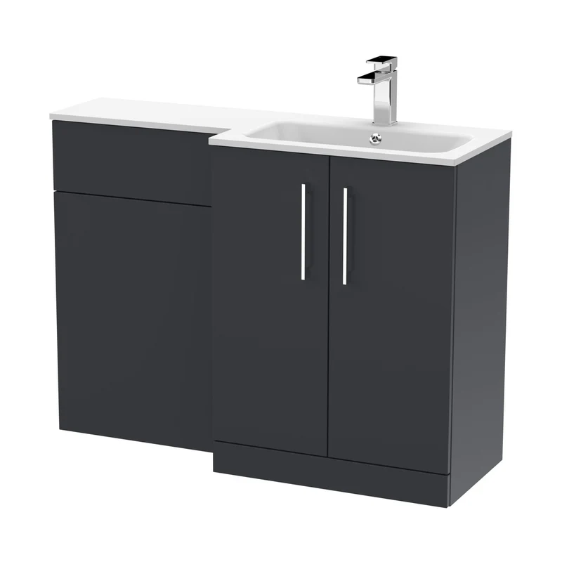 Nuie Arno 1100mm Right Hand Combination Contemporary Soft Black MFC Painted Matt,stone 858x1105x390mm - ARN1412R