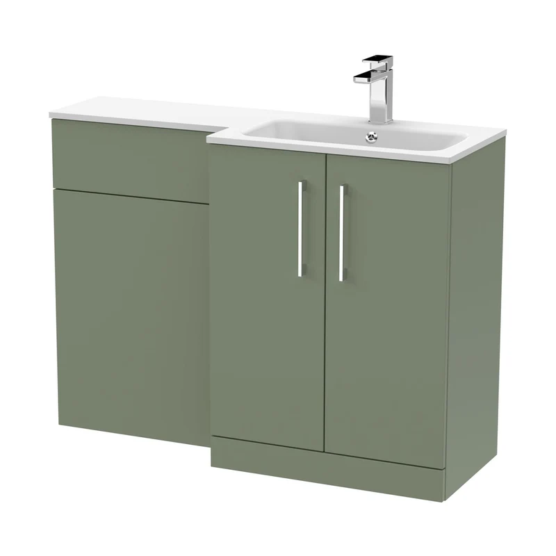 Nuie Arno 1100mm Right Hand Combination Contemporary Satin Green MFC Painted Matt,stone 858x1105x390mm - ARN812R