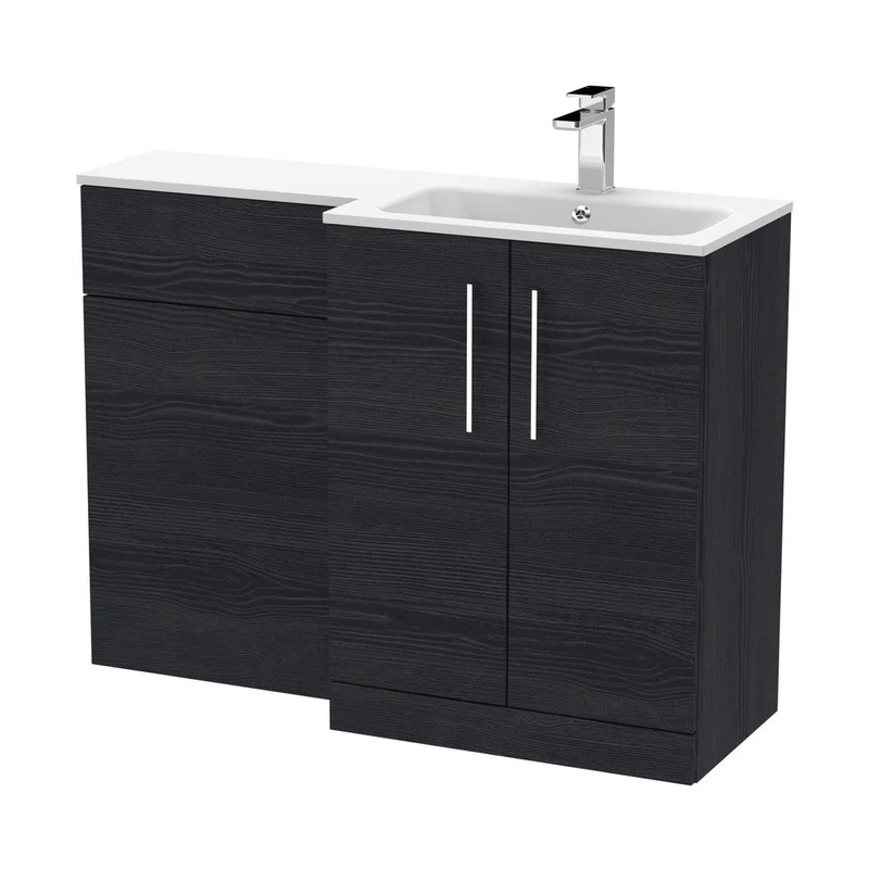 Nuie Arno 1100mm Right Hand Combination Contemporary Charcoal Black MFC Textured Woodgrain,stone 858x1105x390mm - ARN612R