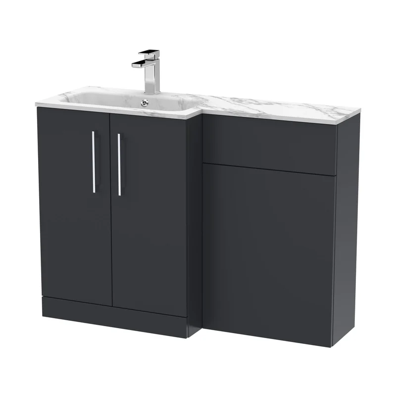 Nuie Arno 1100mm Left Hand Combination Contemporary Soft Black MFC Painted Matt,stone 858x1105x390mm - ARN1413L
