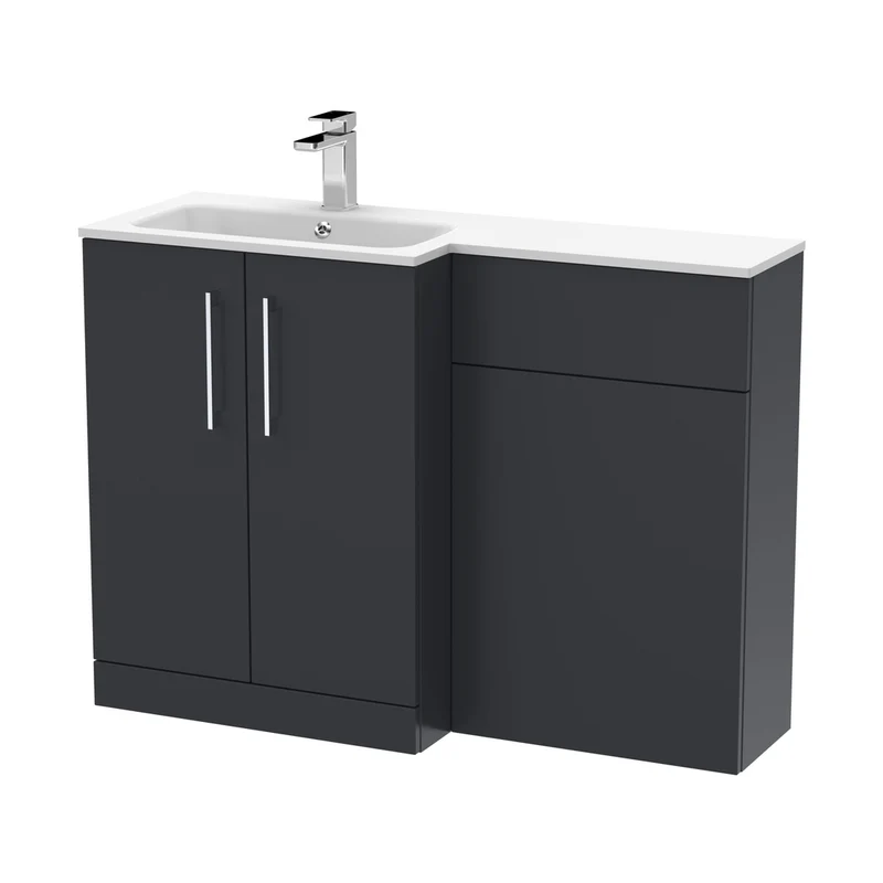 Nuie Arno 1100mm Left Hand Combination Contemporary Soft Black MFC Painted Matt,stone 858x1105x390mm - ARN1412L