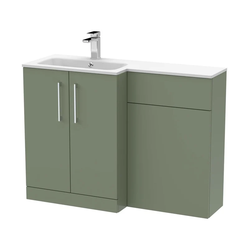 Nuie Arno 1100mm Left Hand Combination Contemporary Satin Green MFC Painted Matt,stone 858x1105x390mm - ARN812L